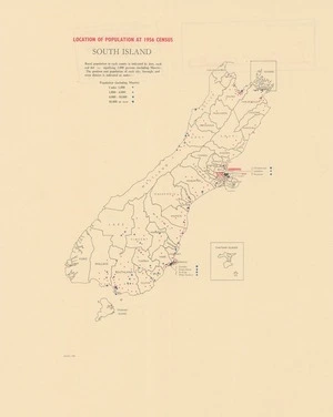 Location of population at 1956 census. South Island.