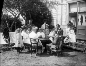 Abbott and Saunder families playing cards