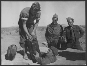 World War II soldiers using Bedouin water wells in the Western Desert, North Africa