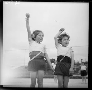 Primary school girls in Plimmerton, during a physical education class