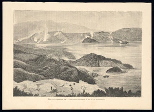 Musee universel (Paris) :Les eaux chaudes de la Nouvelle-Zelande - Le lac de Rotomahana. H Harral sc. [1873-1879?]