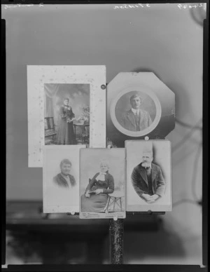 Five portraits, possibly Stinson family members