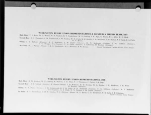 Player lists of the Wellington Rugby Union representatives and Ranfurly Shield team, 1957, and Wellington Rugby Union representatives, 1958