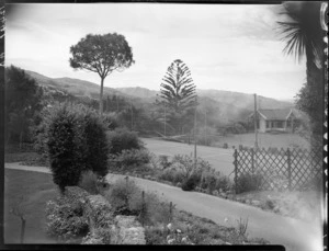 Tennis court and small building, Homewood, Karori, Wellington