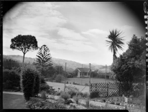Tennis court and lawn, Homewood, Karori, Wellington