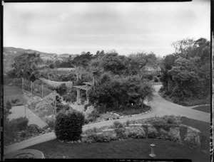 View of drive and garden, Homewood, Karori, Wellington