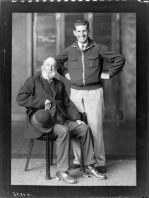 Speedway rider Wally Kilmister with his grandfather John Kilmister