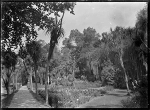 View of the Public Gardens at Oamaru, circa 1925.