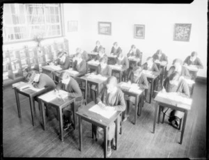 Students at their desks, Samuel Marsden School, Karori, Wellington