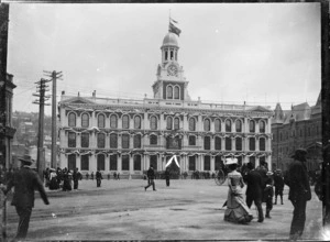 General Post Office, Wellington, draped in bunting to mark the death of Queen Victoria