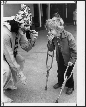 Clown and child, Wellington region