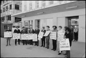 Protest outside the South African Consulate, Wellington