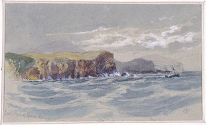 Hodgkins, William Mathew, 1833-1898 :South Head of Akaroa Harbour. Trueni Head [1868]