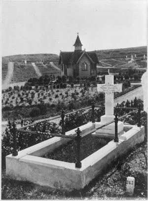 Grave of Henry Elliott, and chapel, Karori Cemetery, Wellington