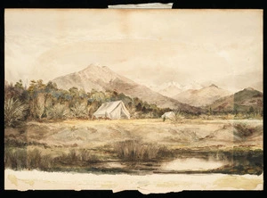 [Richmond, James Crowe], 1822-1898 (attrib) :[Colonial campsite, Fiordland? ca 1880]