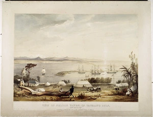 Heaphy, Charles, 1820-1881 :View of Nelson Haven, in Tasman's Gulf, New Zealand, including a part of the site of the intended town of Nelson. On stone by T Allom from a drawing made in November, 1841 by C Heaphy... London, Trelawney Saunders [184-?]