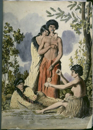 [Merrett, Joseph Jenner], 1816-1854 :[The Hobson album]. A group of New Zealanders. [1842 or 1843]