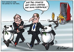 Govt looking to swap two pandas for two kiwis... "And the Chinese get Chris Carter and Hone Harawira!" 12 August 2010