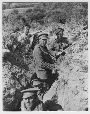 World War I soldiers in a trench during the Gallipoli campaign, Turkey