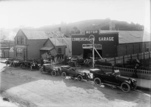 Cars alongside the premises of Robert Johnston, and the Commercial Garage, on Hardy Street, Nelson