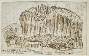 [Taylor, Richard], 1805-1873 :Basaltic formation in the midst of the limestone region at Wakatumutumu Mokau. [1847?]