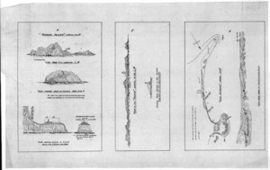 [Blackett, John] 1818-1893 :[Sketches of sites for South Island lighthouses. 1875] 6. Rugged Island. 7. View of the Snares. 8. Cape Puysegur. View from inside of Preservation Inlet