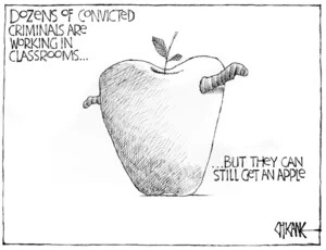 Dozens of convicted criminals are working in classrooms... but they can still get an apple. 30 August 2010