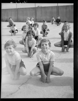 Primary school children in Plimmerton, during a physical education class