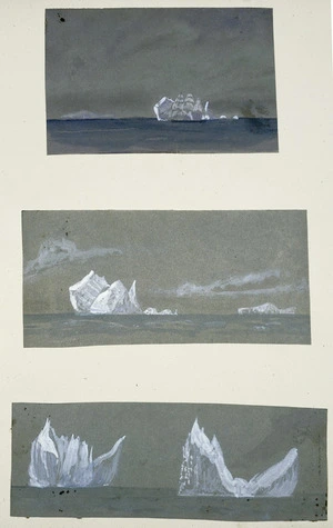 Mantell, Walter Baldock Durrant, 1820-1895 :[Iceberg and ship; Iceberg; Two icebergs. 1840s?]