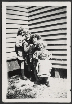 Janet Frame as a child, with her brother and sisters, Wyndham, Southland