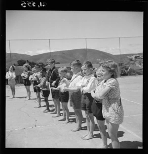 Primary school children in Plimmerton, during a physical education class