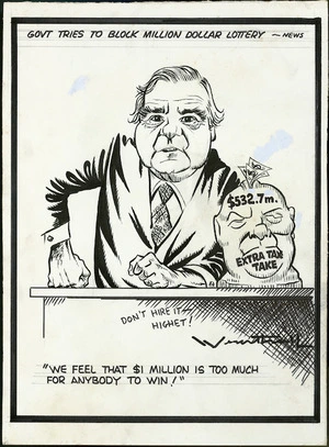 Wrathall, Bill, 1931-1995 :Govt tries to block million dollar lottery - News [ca 1980]