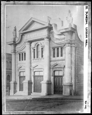 Creator unknown :Photograph of the Lyceum hall, Dunedin