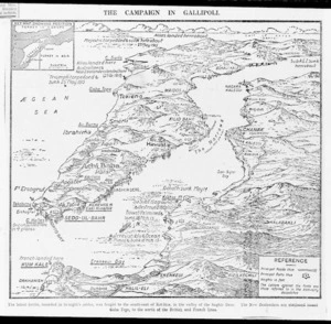 Map of the campaign in Gallipoli, Turkey, during World War I