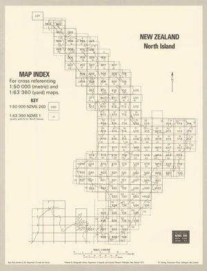 New Zealand. Map index : for cross referencing 1:50 000 (metric) and 1:63 360 (yard) maps / base data provided by the Department of Lands and Survey, prepared by cartographic section, Department of Scientific and Industrial Research