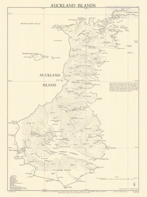 Auckland Islands / from surveys by A.W. Eden, 1945 ; drawn by D.W. Lawrence.