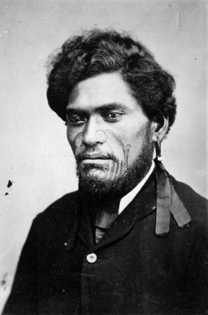 Unidentified Maori man with a moko