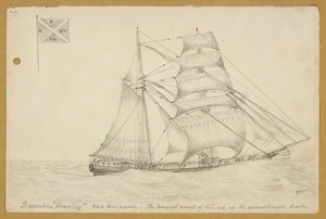 Munro, John Alexander 1872-1947 :Brigantine "Stanley" 344 tons register. The longest vessel of this rig in the intercolonial trade. [n.d.]