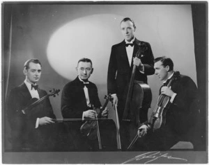 Quartet of musicians with their instruments