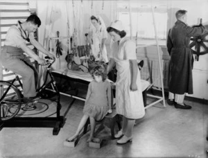 Nurses and patients in the gymnasium at Hutt Hospital