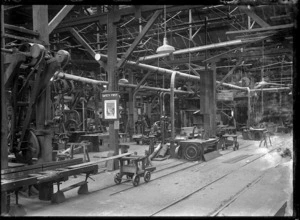 Interior of the Car Machine Shop at Petone Railway Workshops, 1928