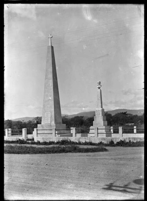 Monument to the advent of Christianity which replaced the Jubilee Pole in 1927, and the Te Rauparaha Monument, at Otaki