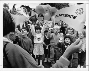 Children from Karori Playcenter ready to protest at Parliament - Photograph taken by Jon Hargest
