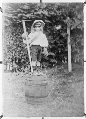 Noel Ross as a child, dressed as a mountaineer - Photograph probably taken by Malcolm Ross