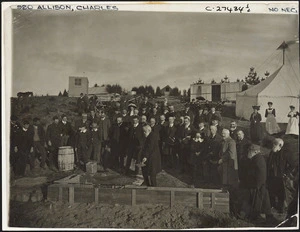 Hinge, Leslie, 1868-1942 : Photograph of Charles Allison laying a foundation stone