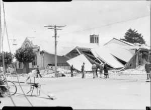 1931 Hawke's Bay earthquake, Market Street South, Hastings, side of building destroyed after the earthquake