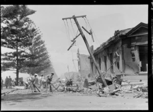 Collapsed buildings on Marine Parade, Napier, after the 1931 Hawke's Bay earthquake