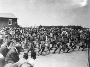 Maori performing a haka, occasion and location unidentified