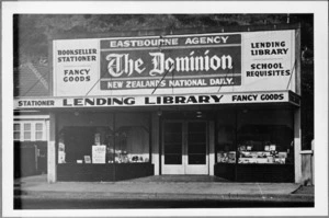 Eastbourne lending library, Lower Hutt, incorporating a shop selling stationery, books and fancy goods