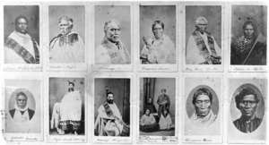 Photograph of an assemblage of Maori portrait cartes de visite